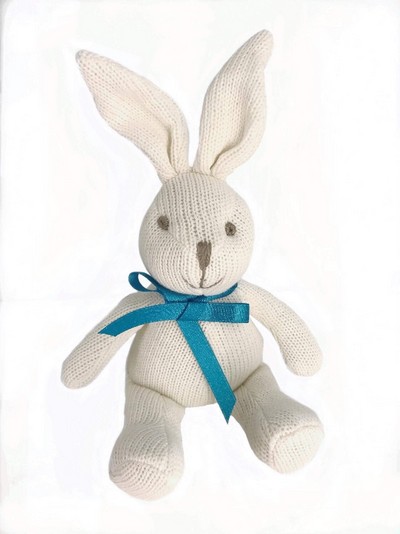 White Cotton Bunny Rattle