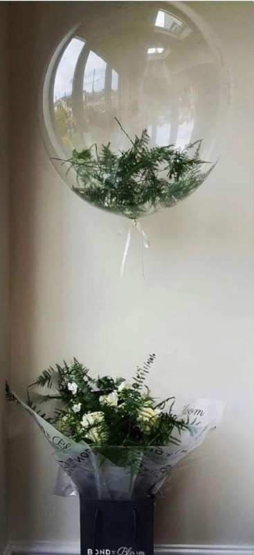 Fern filled balloon