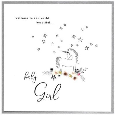 New Baby Girl card   Unicorn