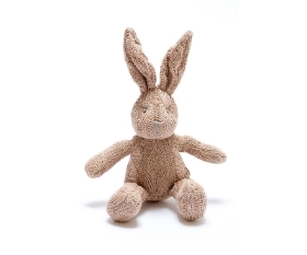 Cable Knit Brown Bunny Rattle