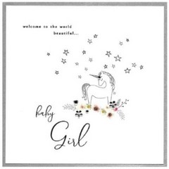 New Baby Girl card   Unicorn