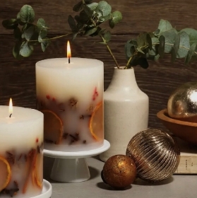 Winter Botanical Christmas Candle